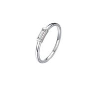 Beydodo Anillo de Boda Oro Blanco 9K Mujer con Rectángulo con Moissanita, Anillo Plata Compromiso de Mujer, Tamaño 25(65mm)
