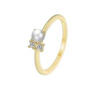 Beydodo Anillo de Compromiso Oro Amarillo 9 K Mujer con Perla con Moissanita, Anillo de Mujer Oro de Compromiso, Talla 13(53mm)