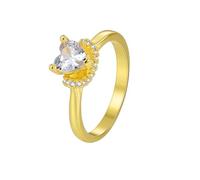 Beydodo Anillo de Compromiso Oro Amarillo para Mujer 9Kilates con Corazón con Moissanita, Anillos Matrimonio Mujer Oro, Tamaño 22(62mm)