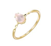 Beydodo Anillo de Matrimonio Oro Amarillo para Mujer 14K con Gota de Agua con Cuarzo Rosa, Anillo Oro Mujer de Boda, Talla 25(65mm)