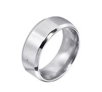 Beydodo Anillo Hombre,Anillo de Hombre de Acero Inoxidable Redondo Cepillado 8MM Plata Anillos Hombre Tamaño 35(75mm)