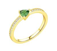 Beydodo Anillo Oro Amarillo 18Kilates Matrimonio Mujer con 4x4mm Triángulo con Peridoto Creado, Anillo Boda Oro de Mujer, Talla 20(60mm)