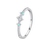 Beydodo Anillos de Compromiso Oro Blanco de 14Kilates Mujer con Redondo con Moissanita, Anillos Mujer Plata de Compromiso, Tamaño 25(65mm)