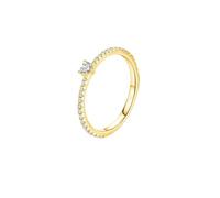 Beydodo Anillos Matrimonio Mujer de Oro Amarillo 14K con 3x3,5 mm Corazón con Moissanita, Anillos de Mujer de Boda Oro, Talla 18(58mm)