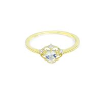 Beydodo Anillos Matrimonio Oro Amarillo Mujer 14 Kilates con Corazón con Piedra de Luna y Moissanita, Anillo de Boda para Mujer Oro, Talla 13(53mm)
