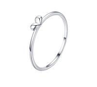 Beydodo Anillos Mujer Matrimonio Oro Blanco 14 K con Corazón Pulido, Anillos de Plata Compromiso Mujer, Talla 20(60mm)