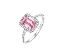 Beydodo Aquamarin Ring Weißgold 375 585 750 Echtgold, Eheringe Damen mit Aquamarin Rosa Turmaline und Diamant Trauringe Verlobungsringe Gr. 49-65, 64 (20.4), Metal precioso, Tourmaline Diamante