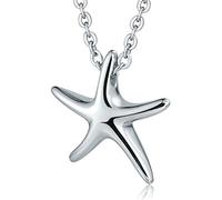 Beydodo Collar de Plata de la Estrella de Las Estrellas de Mar del Acero Inoxidable de la Cadena de la Urna de la Urna para El Recuerdo Conmemorativo de Las Cenizas