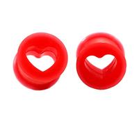 Beydodo Ear Gauge Kit 2 Dilataciones Orejas 10mm,Tunel Dilataciones Silicona Corazón Dilataciones Hombre Rojo