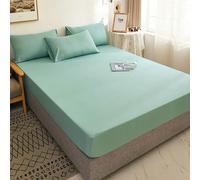 Beydodo Juego Sábanas Bajera 3 Piezas 120 x 200 cm + 2 Almohadas,Funda Protector Colchón Algodón Bajeras Cama Color Sólido Ropa Cama Verde