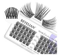 BEYELIAN DIY Eyelash Extension,Cluster Individual False Eyelashes Extension Natural Look Reusable Glue Bonded Super Thin Clear Band 48 Lash Clusters 12mm