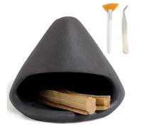 BEYLAB Escultura de Arcilla Palo Santo Soporte Quemador de Incienso de cerámica para Palos de Madera, Salvia e Incienso Cono Plato Cuenco purificador energía Regalo Hecho a Mano para cursos (Negro)