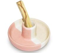 BEYLAB Palo Santo Soporte para Varillas de Incienso para Palo Santo Quemador de Madera ahumada, meditación, Yoga, quemadores de Madera, Soporte con cenicero Moderno, Minimalista - Beige Red