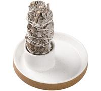 BEYLAB Soporte de Incienso Salvia Blanca para Soporte Varillas Incienso cerámica, Soporte Palo Santo, Cuenco Incienso, Velas, Manchas, Quemador Incienso, decoración Minimalista (Blanco Moteado)