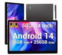 BEYNIVAN Tablet 14 Pulgadas Android 14 Tableta 5G WiFi,11580mAh y 20W,36GB RAM+256GB ROM/2000 * 1200 incell FHD/Face ID/GPS/BT 5.0/TÜV/USB-C,Tablet con Lapiz,Gris