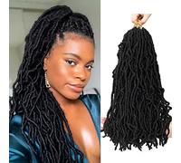 Beyond Beauty 6 Packs/Lot Nu Faux Locs Crochet Hair 24 Inches, 21 strands/Pack Pre-looped Goddess Locs Crochet Hair, Soft Dreadlocks Synthetic Hair Extensions (18 Inches, #1B)
