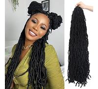 Beyond Beauty 6 Packs/Lot Nu Faux Locs Crochet Hair 24 Inches, 21 strands/Pack Pre-looped Goddess Locs Crochet Hair, Soft Dreadlocks Synthetic Hair Extensions (30 Inches, #1B)