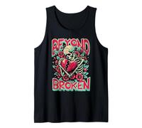 Beyond Broken Heart Flores Rojas Un Esqueleto Abrazo Emocional Camiseta sin Mangas