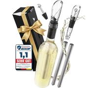 Beyond Enfriador de Botellas de Vino Acero Inoxidable con Vertedor - Varilla Enfriadora Accesorio ideal y Regalo para Amantes del Vino Hombre Mujer | Para Vino Blanco y Tinto (Set con 2 Varillas)