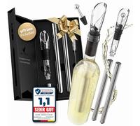 Beyond Enfriador de Botellas de Vino Acero Inoxidable con Vertedor - Varilla Enfriadora Accesorio ideal y Regalo para Amantes del Vino Hombre Mujer | Para Vino Blanco y Tinto (Set de Regalo)