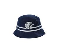 Beyond Happy Sombrero de pescador Millwall azul marino, resistente, 100 % algodón, unisex, con escudo bordado del Millwall Lions Club y etiqueta del orgullo de Londres, multicolor, Talla única