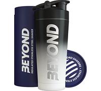 Beyond Shakers Coctelera de proteínas de metal aislado, botella de suplemento de acero inoxidable, sin BPA, para gimnasio, 735 ml, en blanco y negro