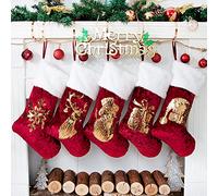 Beyond Your Thoughts Calcetín de Papá Noel para llenar de terciopelo de hielo Bling Bling Bling - Calcetines de Navidad (5 unidades, para niños, familias, juego de 5 unidades)