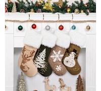 Beyond Your Thoughts Medias de Navidad, calcetines de Navidad grandes de terciopelo suave para la familia, adorno colgante tradicional para chimenea, decoración de Navidad, gamuza marrón, paquete de 4