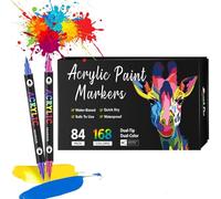 Beyonddraw Dual Tip Acrylic Paint Pen Marker - 24/48/72/120/168 Colors, Beyonddraw Acrylic Paint Markers,Waterproof and Colorfast, for Stone, Wood, Rock Painting, Diy Crafts (84 Pens 168 Colors)