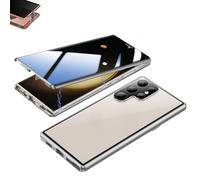 Beyonddraw Magnetic Tempered Glass Double-Sided Phone Case for Samsung, Anti Peep Adsorption Cover, Anti Peeping Magnetic Case S25 Ultra, for Samsung S21-25 Series (S25,Silver)