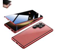 Beyonddraw Magnetic Tempered Glass Double-Sided Phone Case for Samsung, Anti Peep Adsorption Cover, Anti Peeping Magnetic Case S25 Ultra, for Samsung S21-25 Series (S22ultra,Red)