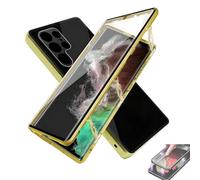 Beyonddraw Magnetic Tempered Glass Double-Sided Phone Case for Samsung, Anti-Peep Full-Cover Magnetic Metal Protective Cover (Gold,For S20FE)