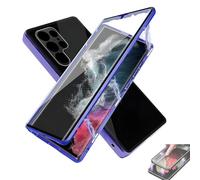 Beyonddraw Magnetic Tempered Glass Double-Sided Phone Case for Samsung, Anti-Peep Full-Cover Magnetic Metal Protective Cover (Blue,For S23ULTRA)