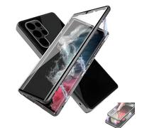 Beyonddraw Magnetic Tempered Glass Double-Sided Phone Case for Samsung, Anti-Peep Full-Cover Magnetic Metal Protective Cover (Black,For A33)