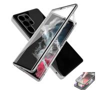 Beyonddraw Magnetic Tempered Glass Double-Sided Phone Case for Samsung, Anti-Peep Full-Cover Magnetic Metal Protective Cover (Silver,For S21ULTRA)