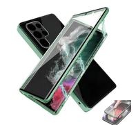 Beyonddraw Magnetic Tempered Glass Double-Sided Phone Case for Samsung, Anti-Peep Full-Cover Magnetic Metal Protective Cover (Green,For S22ULTRA)