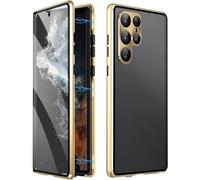 Beyonddraw Magnetic Tempered Glass Double-Sided Phone Case for Samsung, Beyond Draw Phone Case, Anti-Peep Full-Cover Magnetic Protective Cover for Samsung S21-25 Series (Gold,S21plus)
