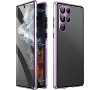Beyonddraw Magnetic Tempered Glass Double-Sided Phone Case for Samsung, Beyond Draw Phone Case, Anti-Peep Full-Cover Magnetic Protective Cover for Samsung S21-25 Series (Purple,S21Ultra)