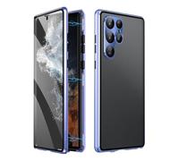 Beyonddraw Magnetic Tempered Glass Double-Sided Phone Case for Samsung, Beyond Draw Phone Case, Anti-Peep All-Round Protection & Anti-Drop (S24,Blue)
