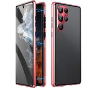 Beyonddraw Magnetic Tempered Glass Double-Sided Phone Case for Samsung, Beyond Draw Phone Case, Anti-Peep Full-Cover Magnetic Protective Cover for Samsung S21-25 Series (Red,S23)