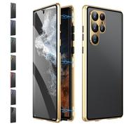 Beyonddraw Magnetic Tempered Glass Double-Sided Phone Case for Samsung, Beyonddraw Anti-Peep Full-Cover Magnetic Metal Protective Cover, for Samsung S21-25 Series (Glod,S21)