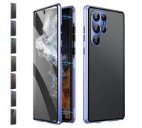 Beyonddraw Magnetic Tempered Glass Double-Sided Phone Case for Samsung, Beyonddraw Anti-Peep Full-Cover Magnetic Metal Protective Cover, for Samsung S21-25 Series (Blue,S25Ultra)
