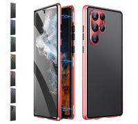 Beyonddraw Magnetic Tempered Glass Double-Sided Phone Case for Samsung, Beyonddraw Anti-Peep Full-Cover Magnetic Metal Protective Cover, for Samsung S21-25 Series (Red,S25plus)
