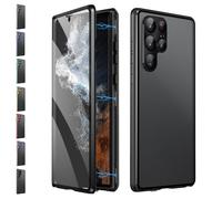 Beyonddraw Magnetic Tempered Glass Double-Sided Phone Case for Samsung, Beyonddraw Anti-Peep Full-Cover Magnetic Metal Protective Cover, for Samsung S21-25 Series (Black,S25Ultra)