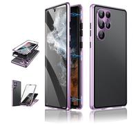 Beyonddraw - Magnetic Tempered Glass Double-Sided Phone Case for Samsung Galaxy S25, S24, S23, S22, S21 Series (S24,Purple)