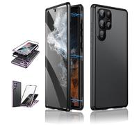 Beyonddraw - Magnetic Tempered Glass Double-Sided Phone Case for Samsung Galaxy S25, S24, S23, S22, S21 Series (S24Ultra,Black)