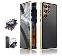 Beyonddraw - Magnetic Tempered Glass Double-Sided Phone Case for Samsung Galaxy S25, S24, S23, S22, S21 Series (S24,Gold)