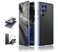 Beyonddraw - Magnetic Tempered Glass Double-Sided Phone Case for Samsung Galaxy S25, S24, S23, S22, S21 Series (S23FE,Blue)