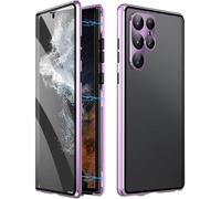 Beyonddraw Magnetic Tempered Glass Double-Sided Phone Case for Samsung, Magnetic Privacy Case for Samsung S25 Ultra, 360° Anti-Peep Protection & Shockproof Cover(Privacy/Purple,For Samsung S23)