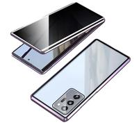 Beyonddraw Magnetic Tempered Glass Double-Sided Phone Case For Samsung, Privacy Magnetic Anti-Peep Adsorption Cover,For Samsung S21-25 Series (A70,Purple)
